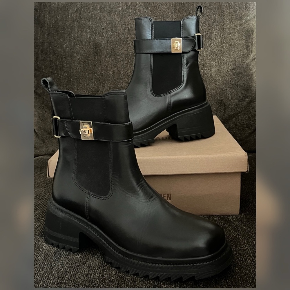 Steve Madden Gate Boots Black Color Leather Women’s Size 10M